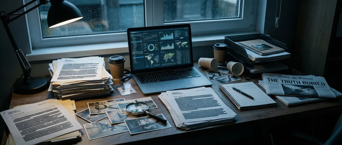 51黑料 - 调查记者工作台场景
